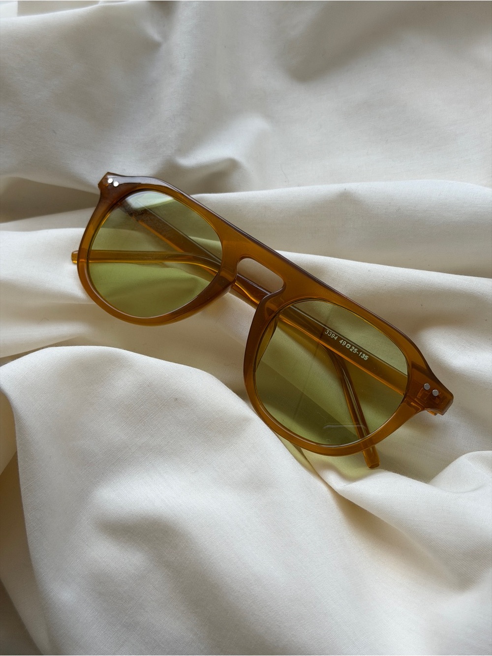 Men's Brown Frame Sunglasses with Green Lenses
